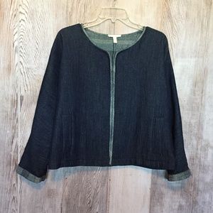 Eileen Fisher Denim Knit Open Front Jacket S